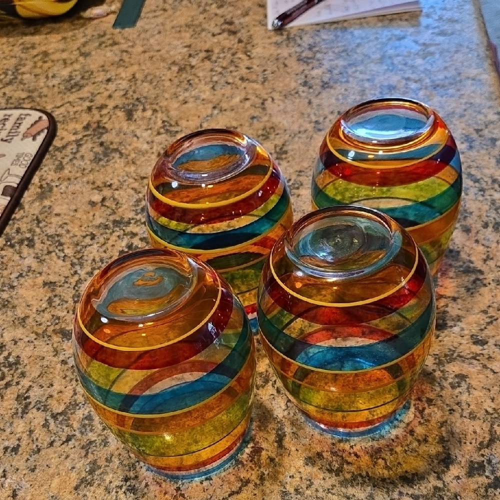Colorful Striped Glass Tumblers Set - Picture 2 of 4